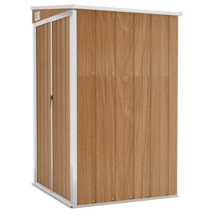 Abri de jardin mural - ASHATA - Marron - Acier galvanisé - 118x100x178 cm - Double porte