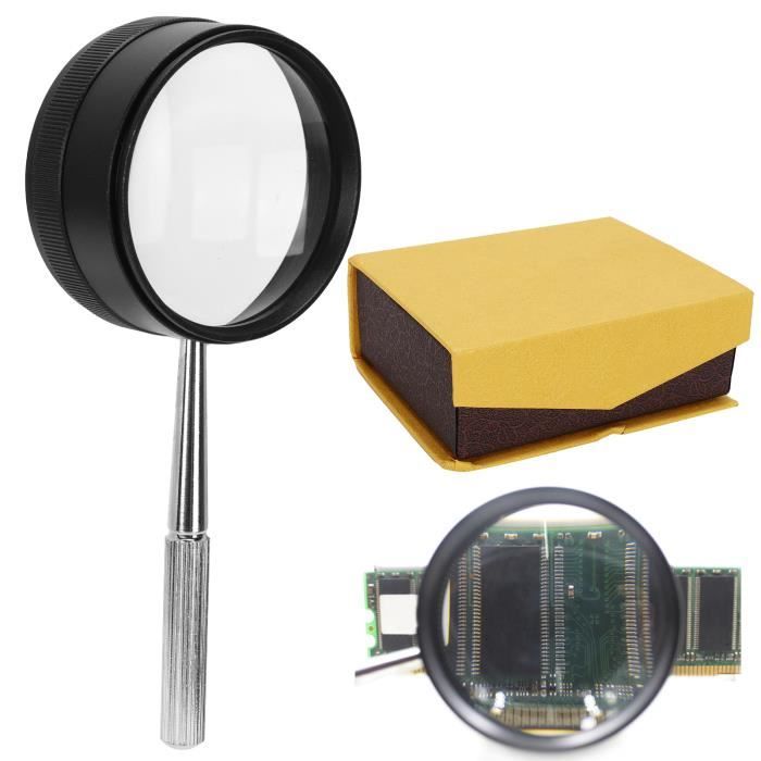 Loupe Avec Lumiere Loupe Main 10x Grossissement - Verre Optique 50mm, Poignée Caoutchouc, Pour Lecture Et Observation Loupe Lecture 10x
