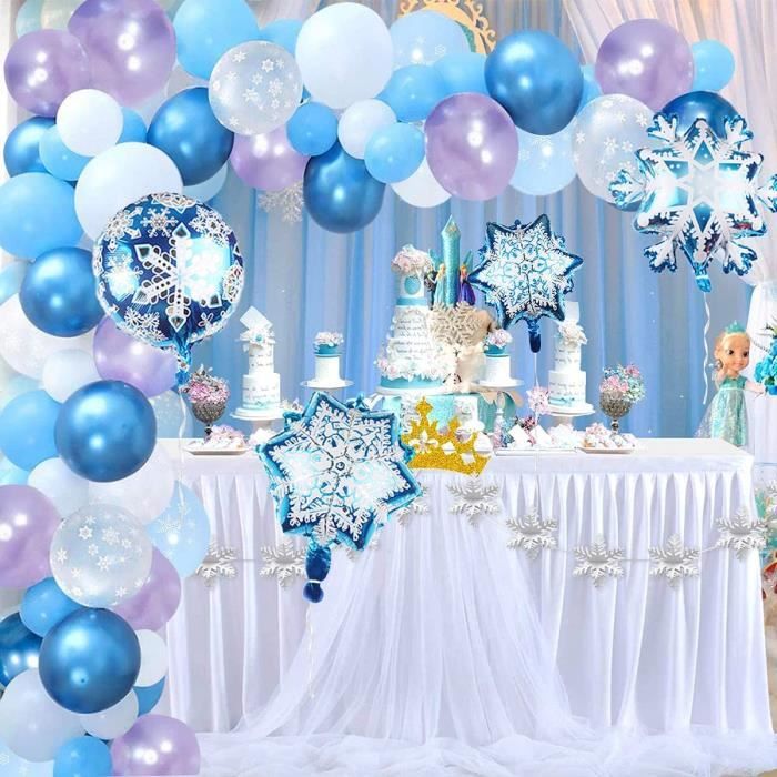 Decoration Anniversaire Filles Princesse Decoration De Fete Congelee Kit Arche Ballon Bleu Purple Ballons En Aluminium Flocon 801 Cdiscount Maison