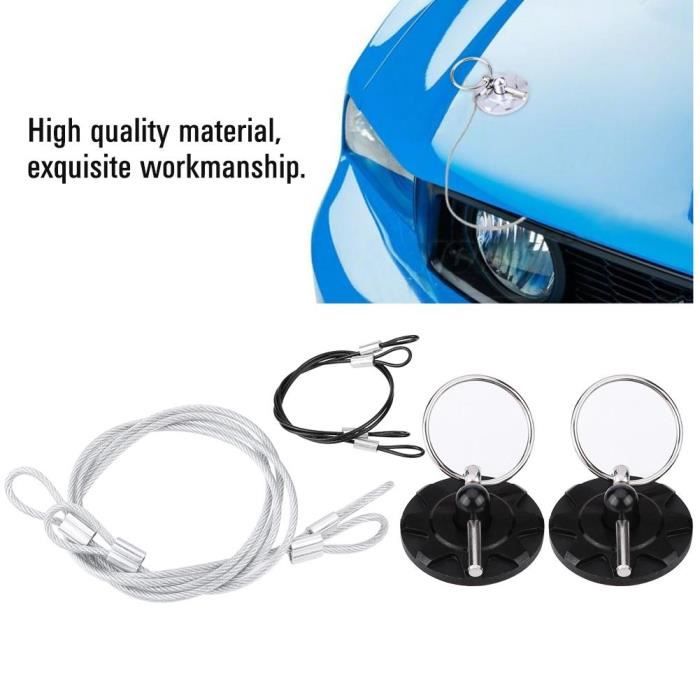 Kit Verrouillage Capot Voiture Sport - 2 Goupilles Noires - Acier Inoxydable - Universel