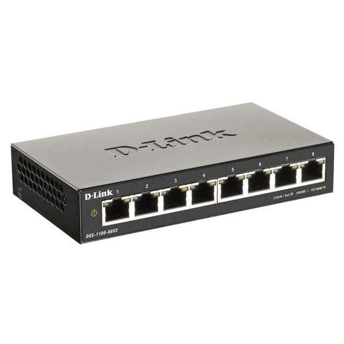 D-LINK DGS 1100-08V2 - Commutateur - intelligent - 8 x 10/100/1000 - De bureau - AC 100/240 V