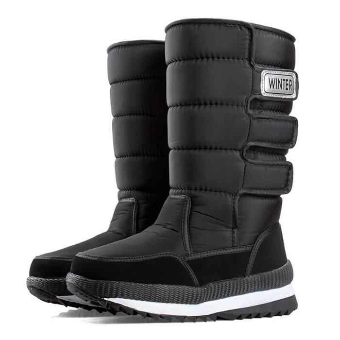 Noir taille 44 Bottes de neige paisses en peluche pour homme et