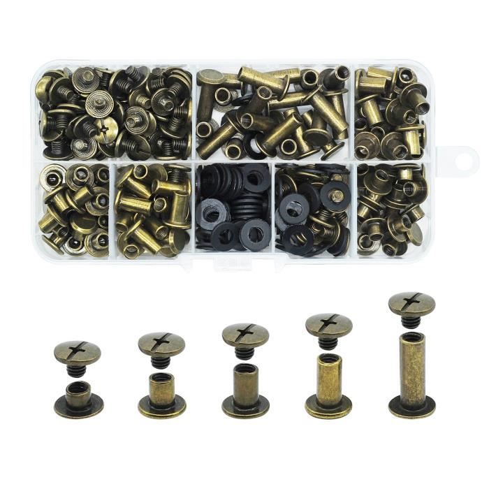 100 Set Vis Chicago, Kit De Rivets Pour Cuir Cruciforme 4681015 Mm