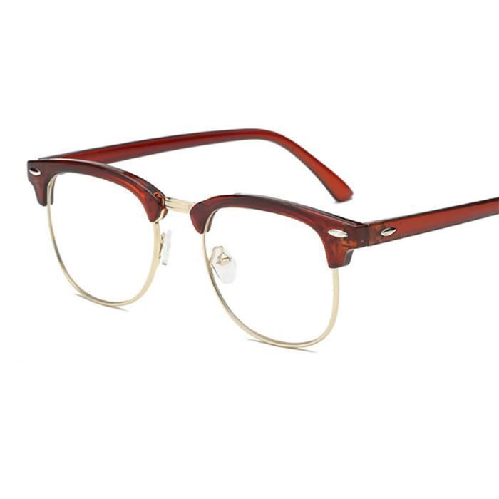 Lunettes Demi-Cadre Anti-Lumière Bleue Pour Hommes - Transparent, Monture Métal Noir, Neuf