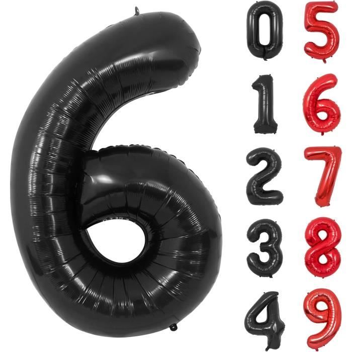 Ballon Chiffre 6 Noir 101 Cm Numero 6 Ballon Anniversaire Chiffre 6 Ans  Garcon Pour Enfant Décorations De Fêtes D'Anniversai[u2875]
