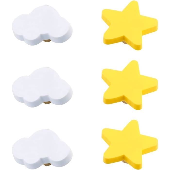 CcHhyyt Lot De 6 Boutons De Tiroir En Caoutchouc Souple En Forme De Dessin Animé Pour Enfants Filles Garçons Placards Juets Bibliothèque(Etoile Rose
