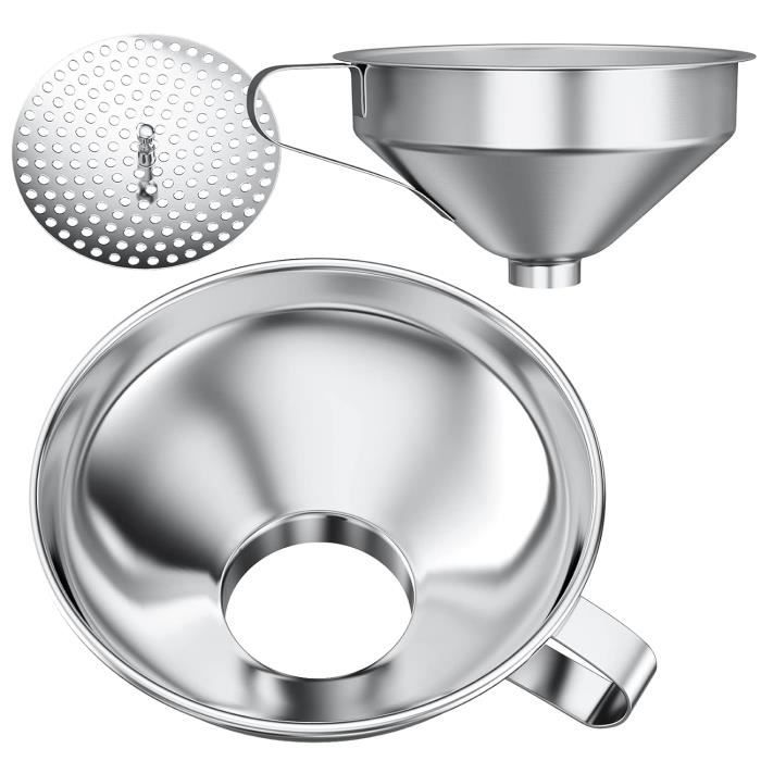 Entonnoir Acier Inoxydable 15 Cm Grand Format – Avec Filtre Amovible – Pour Huile, Vin, Bière, Soupe, Farine – Robuste & Hygiénique Haofy