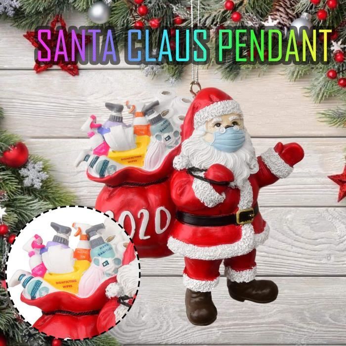 Ornement de Noël 2020 Père Noël portant un masque pour décorer le sapin