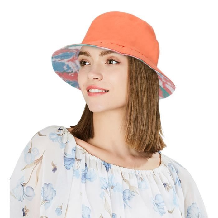 DAMILY® Bob homme femme Bonnet double face résistant aux UV Chapeau motif  tie-dye Taille M-Orange Orange - Cdiscount Prêt-à-Porter