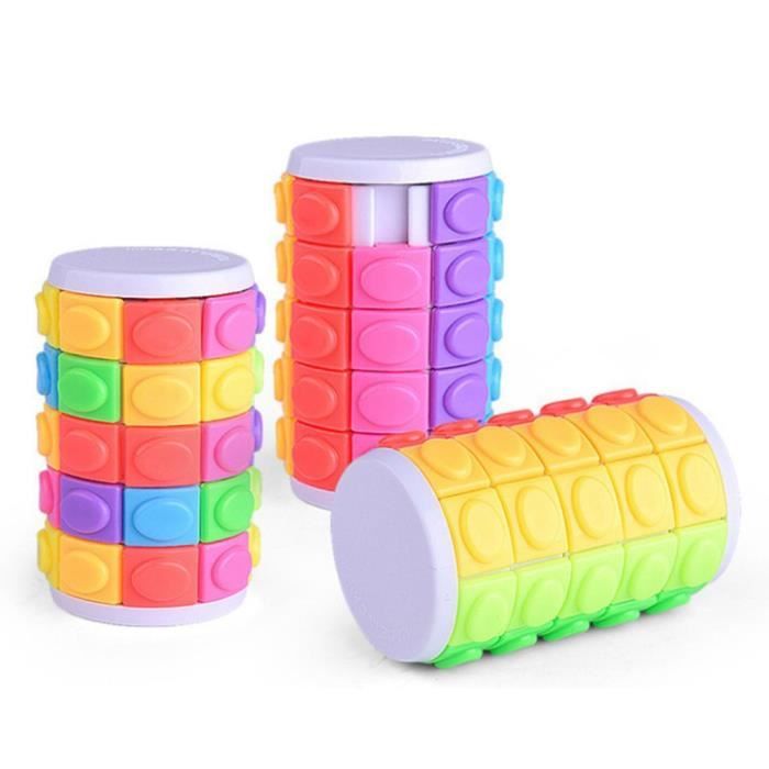 STOBOK Cube cylindrique Magique à Cinq Commandes Cube Casse-tête Mind Bending Bouton Twist Slide Jeu de logique Jeu Coloré 