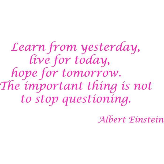 Stickers Citation Einstein Lecon De Vierose Fushia 21 1 X 60 Cm Achat Vente Stickers Cdiscount
