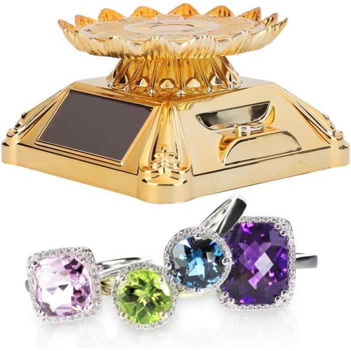 Présentoir Tournant Solaire Pour Bijoux - Plateau Rotatif ABS 10x10x6 Cm, Alimentation Par énergie Solaire - 3