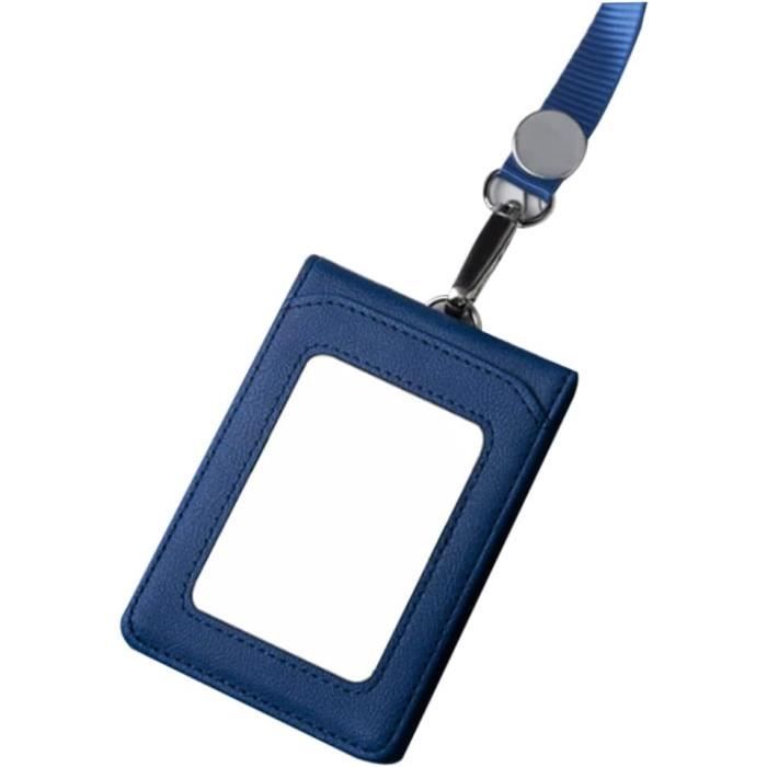 Porte-cartes Colcolo En Cuir PU - Double Poche, Format Pliable 7x11 Cm - Noir Et Bleu Foncé