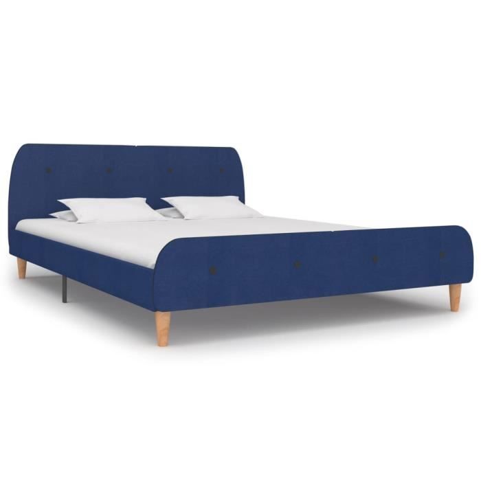 pop - market cadre de lit bleu tissu 180 x 200 cm,haut de gamme®jdfgaf®