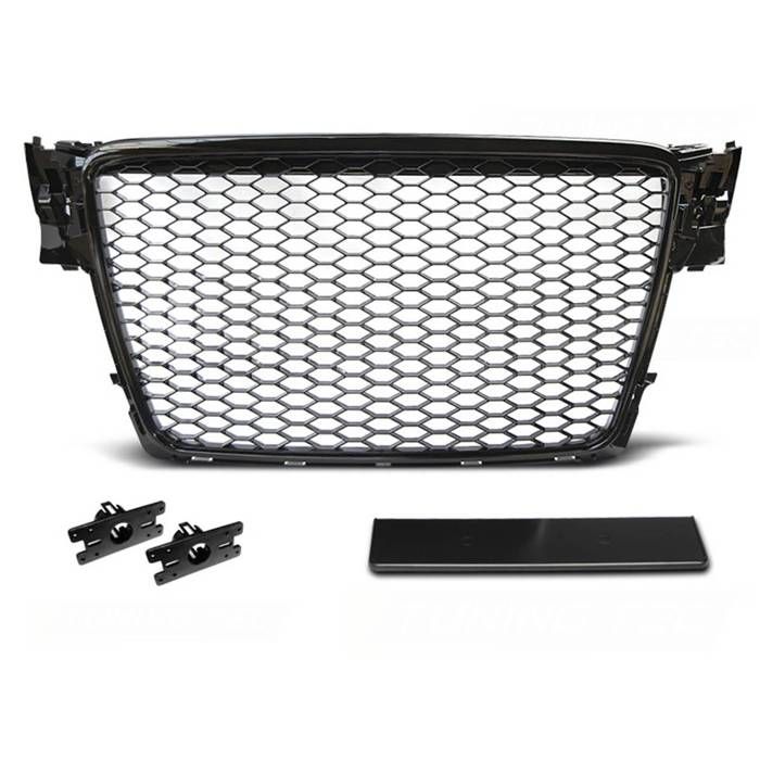 Calandre pour Audi A4 B8 de 2008 a 2011 noir brillant look Sport-27318030