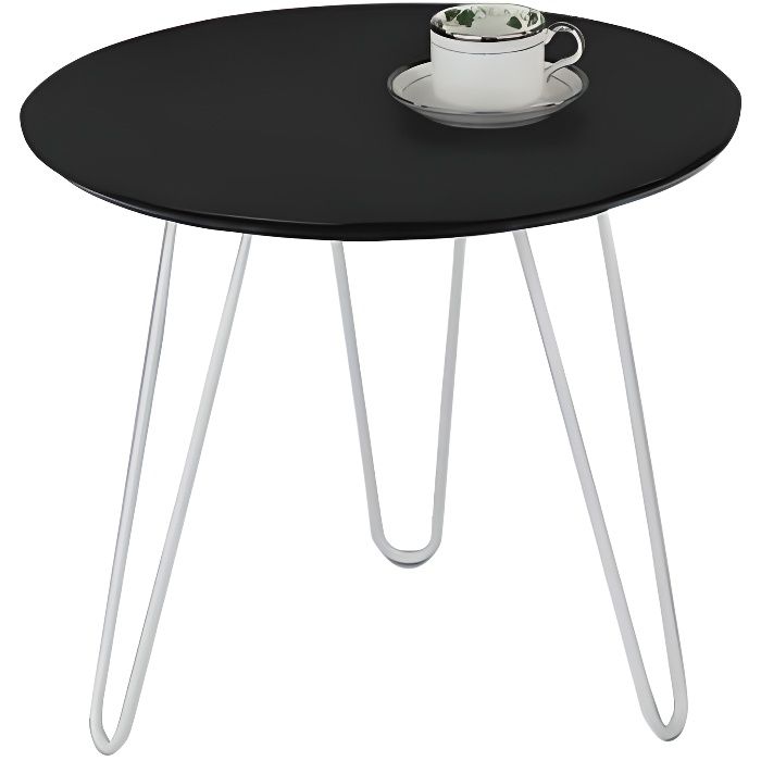 Six Table Basse Ronde Plateau Bois Noir Pieds Metal Blanc Achat Vente Table Basse Six Table Basse Ronde Pla Cdiscount