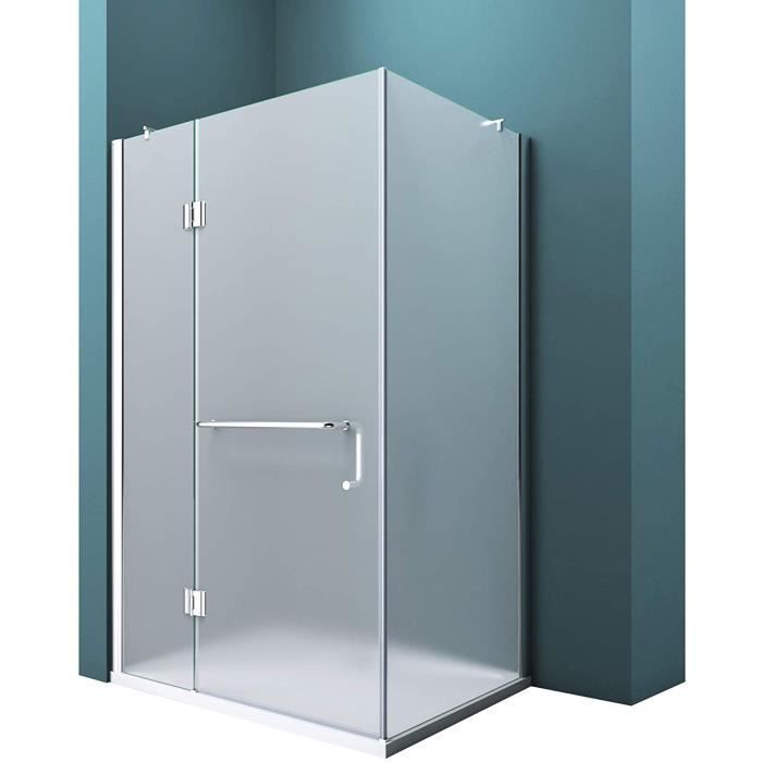 Mai & Mai Cabine de douche en angle 70x100 une porte paroi de douche verre opaque avec revêtement easy clean Rav04S
