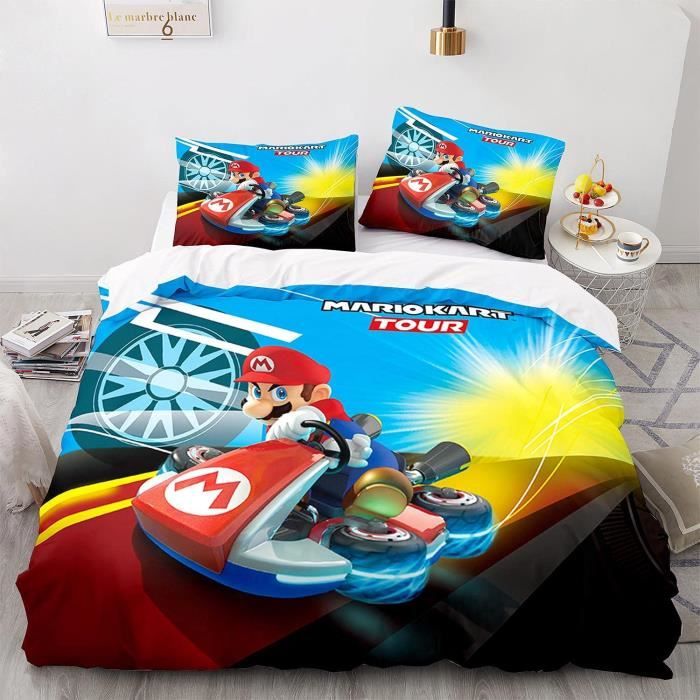 Parure De Lit Super Mario Réversible - Housse 140x200cm + Taie 65x65cm En Polyester