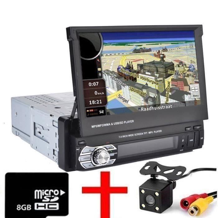 7 Autoradio Bluetooth GPS Navigation voiture stéréo lecteur MP5 Contrôle  de l'écran tactile+8GB Carte SD - Cdiscount Auto