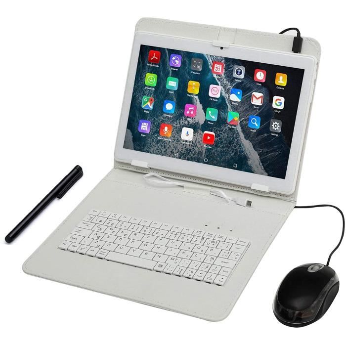 Tablette Tactile Ecran 10 Pouces, Tablet PC avec Clavier (AZERTY) Android  Smartphone Débloqué Dual SIM Quad Core Ordinateur Portable - Cdiscount  Informatique