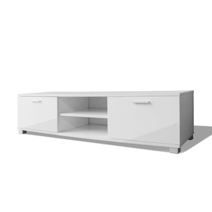 BONNE Armoire TV ,Meuble TV ,Table TV TOP à haute brillance blanc 140 x 40,3 x 34,7 cm