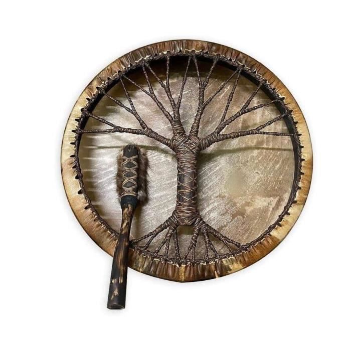 Bâton de tambour chamanique, conception d'arbre de vie, cadre en