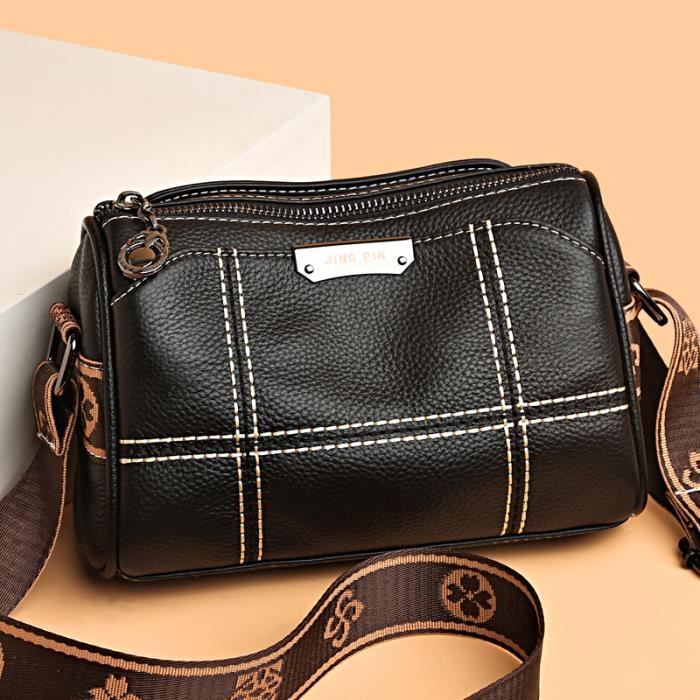Noir Sac en cuir de vache souple pour femmes Sacoche de luxe Sac a bandouliere ete Cdiscount Bagagerie Maroquinerie