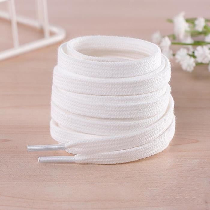 Valeur Blanc Taille 140cm Lacets plats en coton epais large pour chaussures de sport decontractees pour ba Cdiscount Chaussures