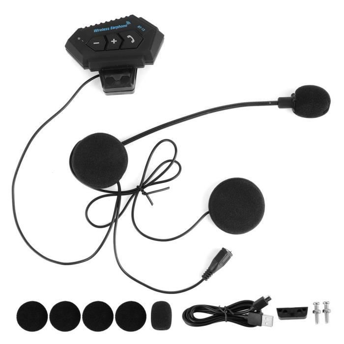 HURRISE Écouteurs de casque Interphone de Casque de Moto Casque Bluetooth sans Fil pour IOS/Android avec Microphone