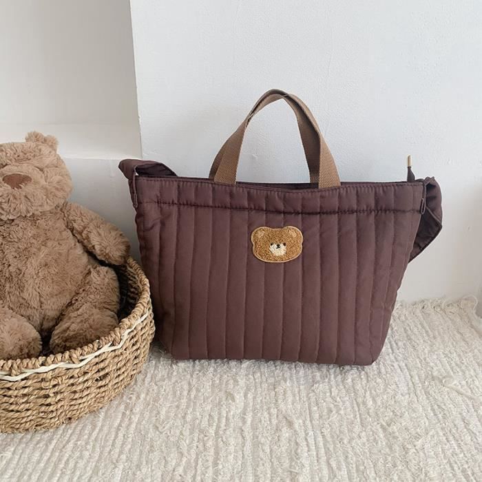 Marron Sac a langer matelasse brode a fermeture eclair pour bebe Sac de rangement Sac de voyage Grande s Cdiscount Puericulture Eveil bebe