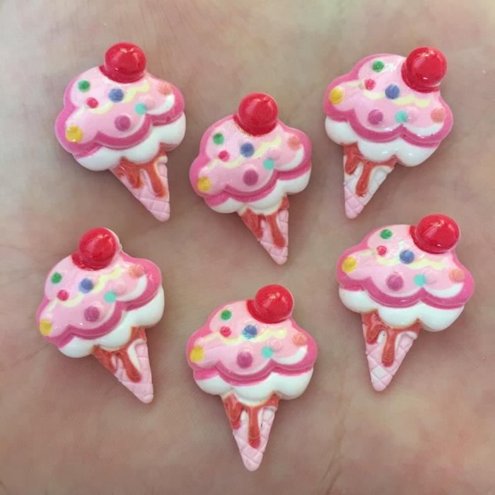 SUNNYCLUE 50 Pcs Ice Cream Resin Imitation Food Cabochon Flatback Resin
