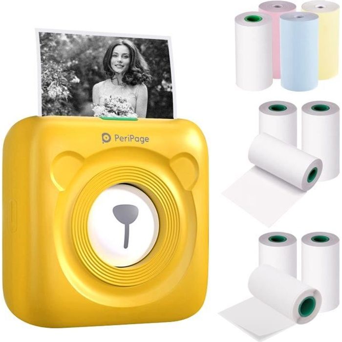 Imprimante thermique PeriPage Mini Pocket BT - Jaune - 9 rouleaux de papier