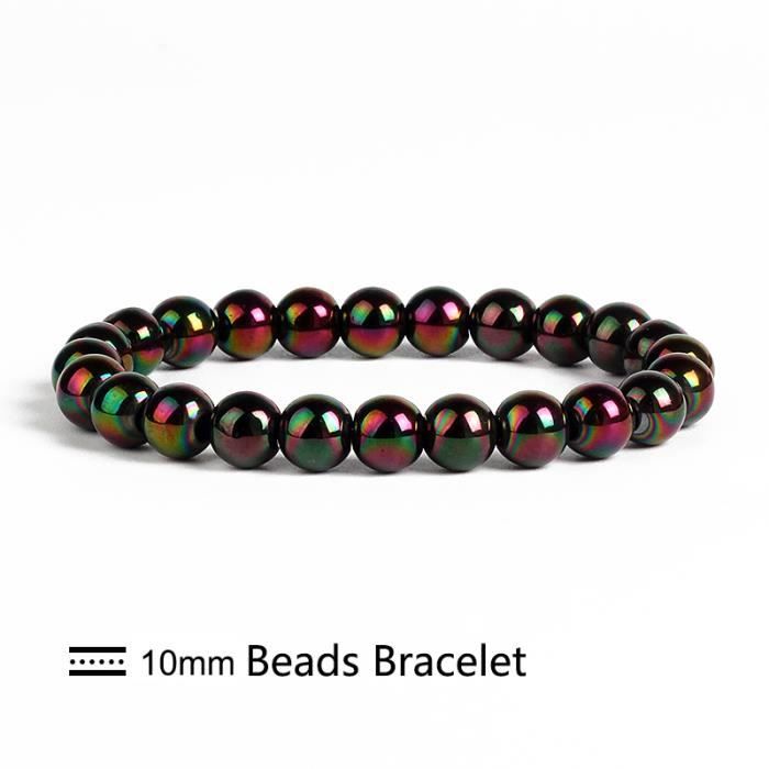 Bracelet En Hématite Du Brésil - Pierre De Protection 8 Mm, Gris, Style Chakra