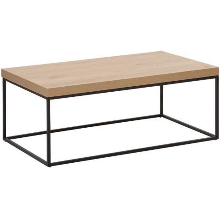 Table Basse Effet Bois Clair Et Noire Delano Achat Vente Table