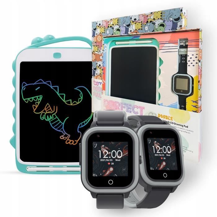 Montre Connectée Enfant Bemi Linka 4G/LTE Grise avec Thermomètre + Tablette Graphique Bemi Doodle 10