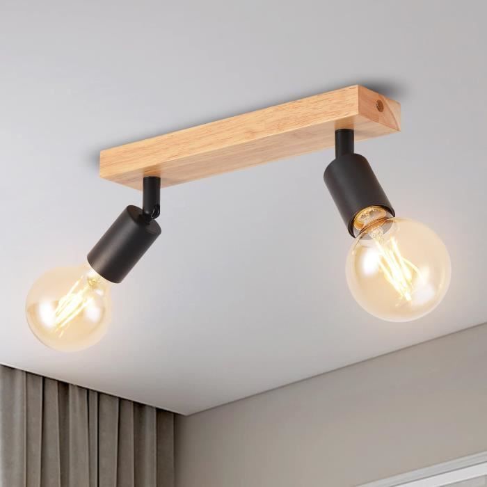 Plafonnier Hofstein 2 Spots - Moderne Bois Noir/marron Pour Salon, Chambre, Cuisine - Neuf