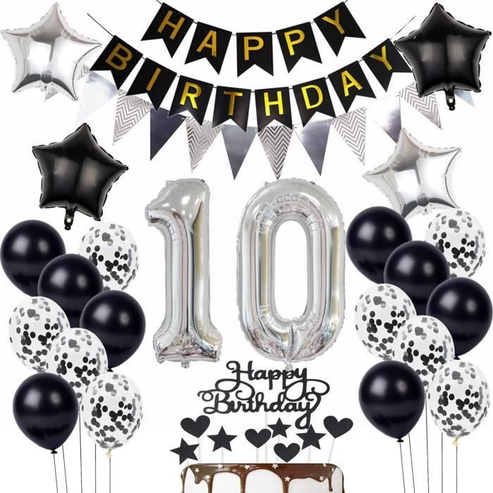 ballons 10 ans anniversaire fille décoration noir or rose topper gâteau ballons 10 ans anniversaire fille décoration noir or rose topper gâteau