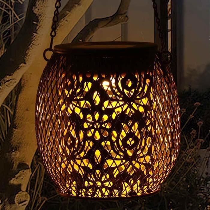 2 Lanternes Solaires Jardin - IP65 Étanche - Projection Motifs Papillons/Fleurs - 10-12h Autonomie