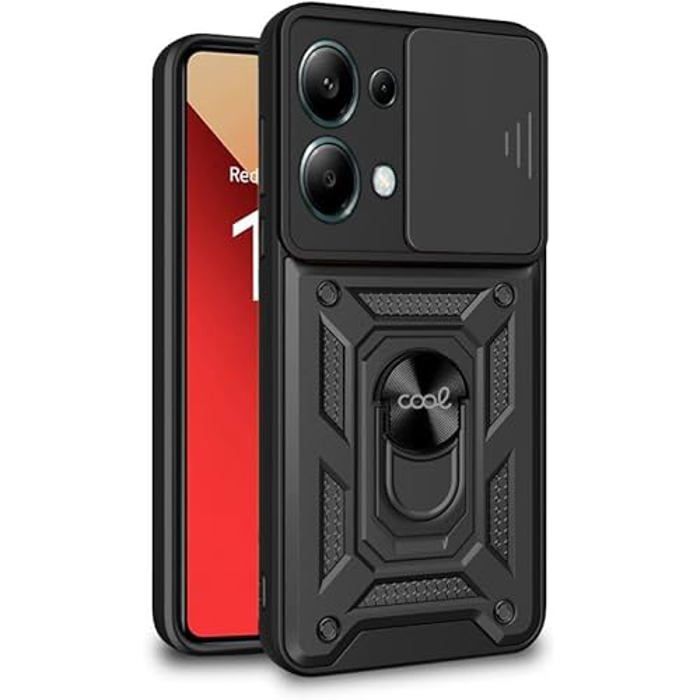 Coque Cool pour Xiaomi Redmi Note 13 Pro avec Anneau Dur Noir