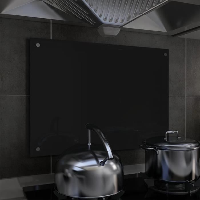 CREDENCE - ACCESSOIRE CREDENCE - FOND DE HOTTE - Dosseret de cuisine Noir 70 x 50 cm Verre trempé - YW Tech DIO7734921206410