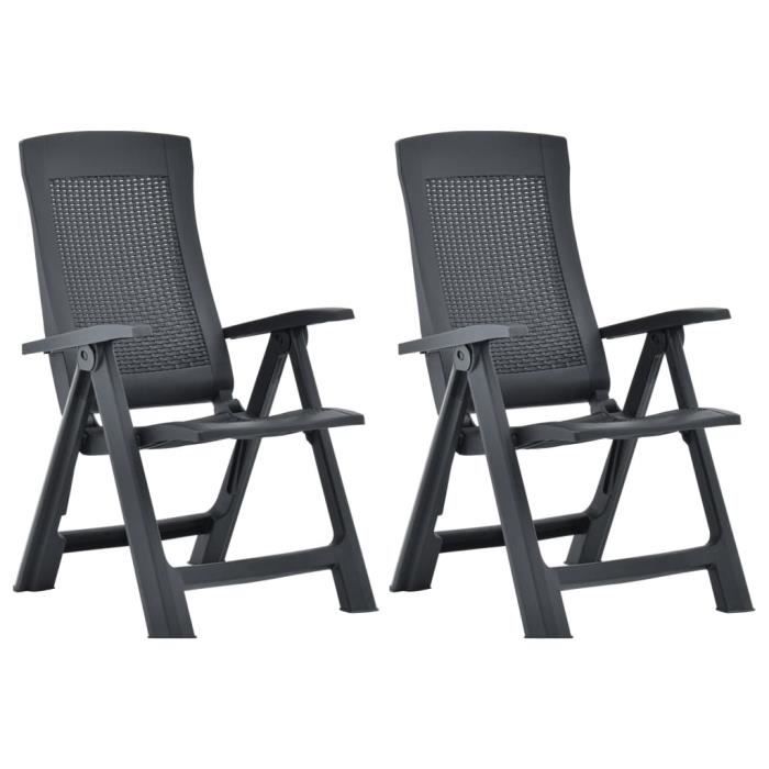 Chaises inclinables de jardin 2 pcs Plastique Anthracite  19973