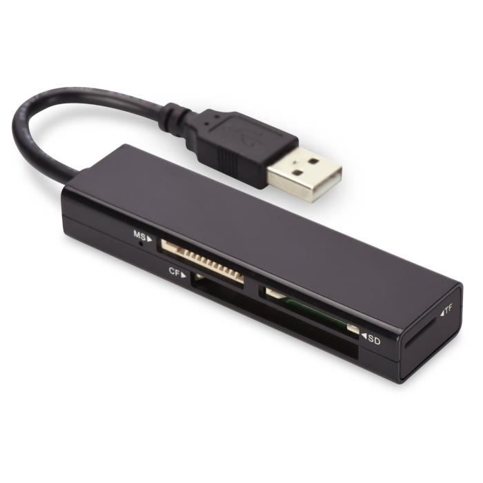 Lecteur de carte mémoire USB 2.0 4 ports Noir