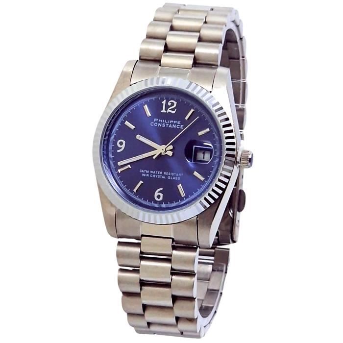 Mini Suv Montre Philippe Constance Montre Argent Acier Bleu Marine