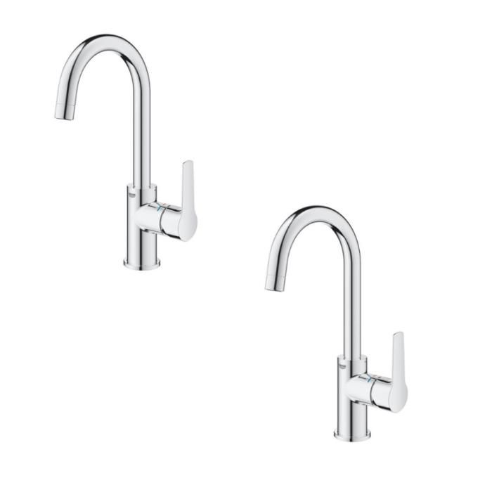 Lot de deux Mitigeurs lavabo bec de cygne Start 2021 avec vidage