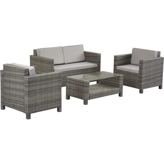 Salon De Jardin En Resine Tressee Ottawa Florida Gris Uni