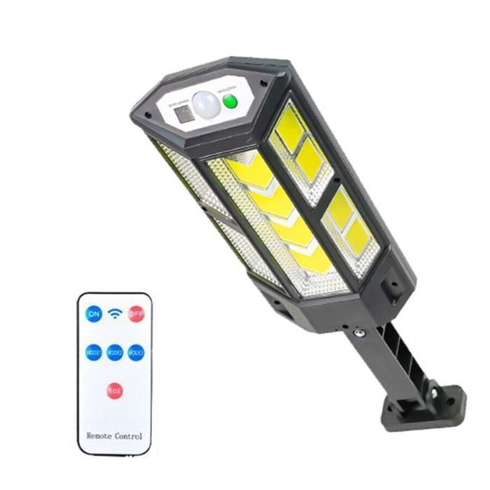 Lumiere Solaire Exterieur Lampadaire solaire 124 COB avec Détecteur de Movement 3 Modes IP65 étanche pour Jardin Gara