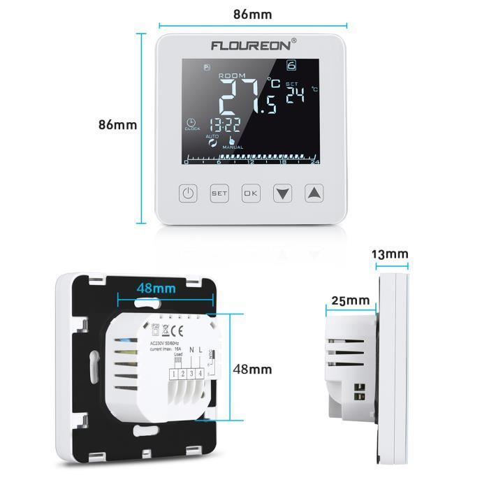 Thermostat Numérique Rail DIN - Plage -40°C à 110°C - Pour Serre, Aquaculture, Laboratoire - Contrôle Chauffage/refroidissement Précis