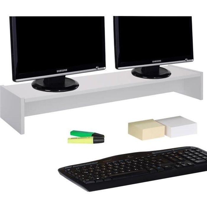 Support d'écran d'ordinateur SCREEN, réhausseur pour deux moniteurs ou un  grand écran, longueur 100 cm, en mélaminé blanc mat - Achat / Vente Support  d'écran d'ordinateu - Cdiscount