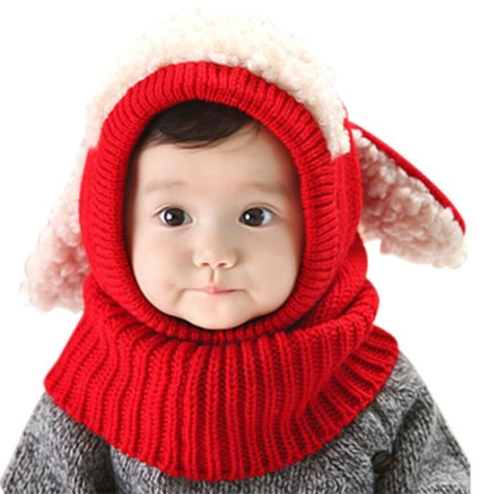 Bonnet Echarpe Hiver Enfant Fille Bebe Garcon Cagoule Chapeau Tricote Laine Agneau En Forme Chien Chic Rouge Rouge Cdiscount Pret A Porter