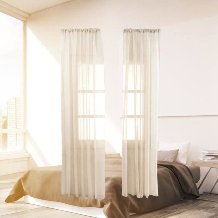 MacoHome Panneau de rideau à œillets texturé en lin blanc